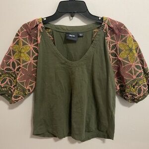 Women’s Maeve by Anthropologie Bridey Embroidered Short Sleeve Top, XS